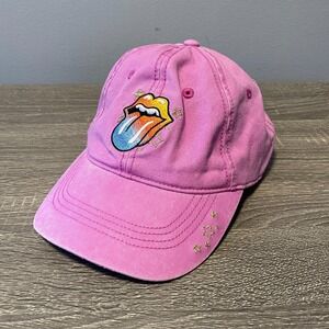 Rolling Stones Tongue Logo Pink Baseball Cap Womens Adjustable Rock Band Hat